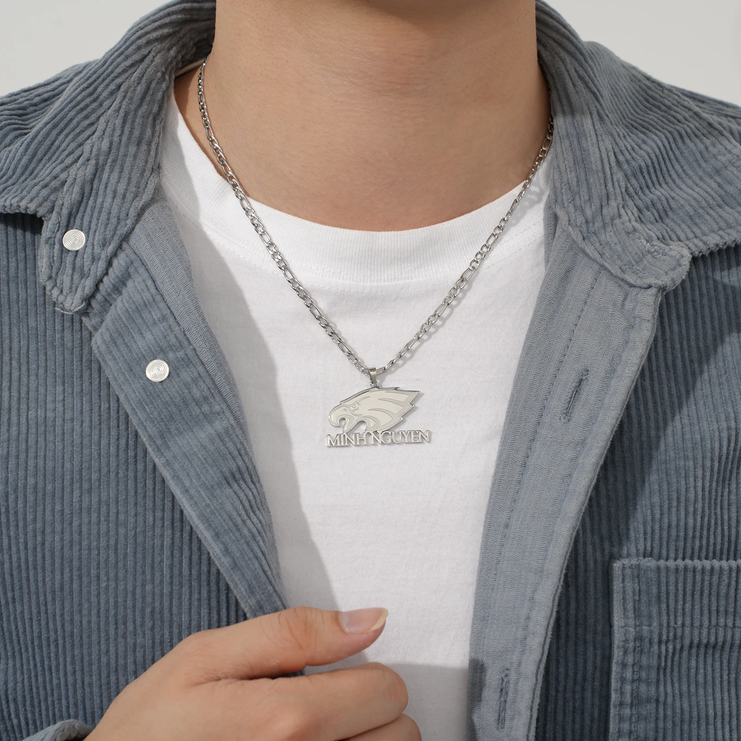 Customized Logo Necklace Personalized Any Logo Necklace Company Icon Necklace Deep Custom Engraving Name Necklace For Mens Gifts