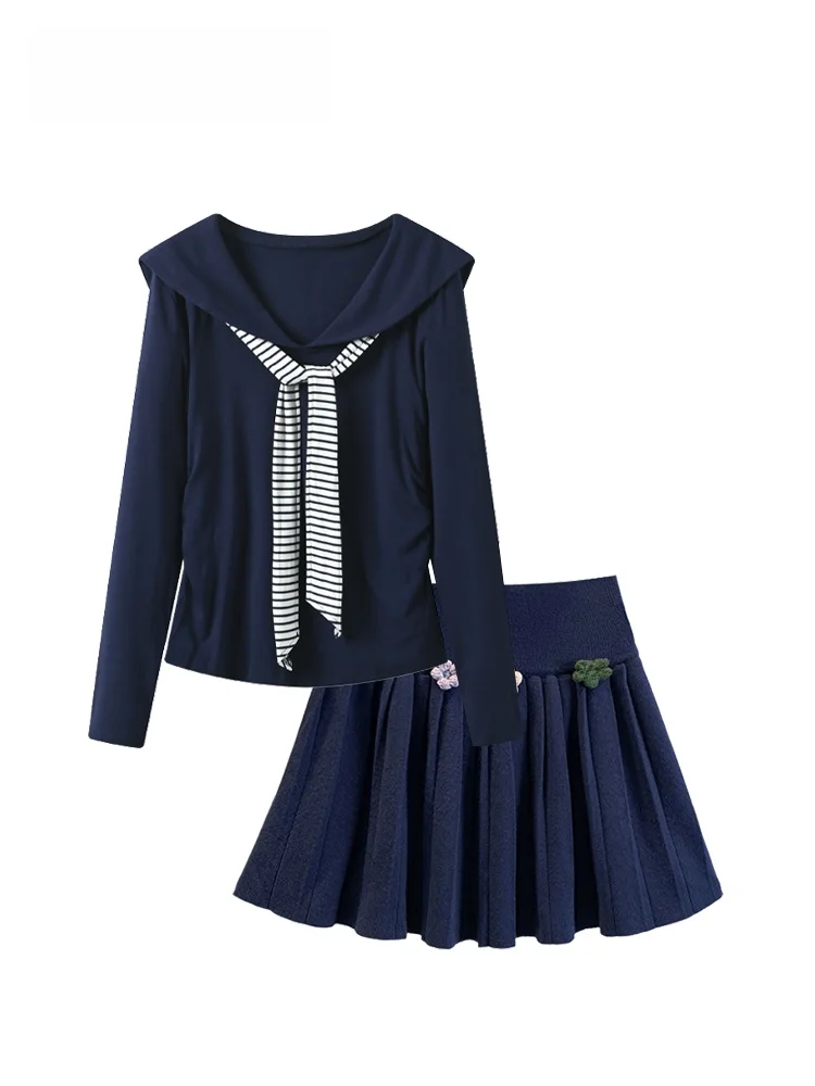 

Loose Long Sve T-irt And ort Skirt Set plus Size Women's Faionable Autumn Outfit for Plump Sisters Age-Defng