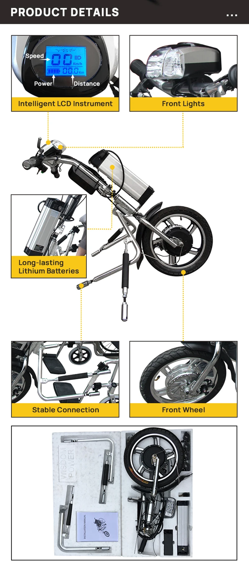 Coofull Power Assist Handcycle Motor Attachment for Manual Wheelchair view 6