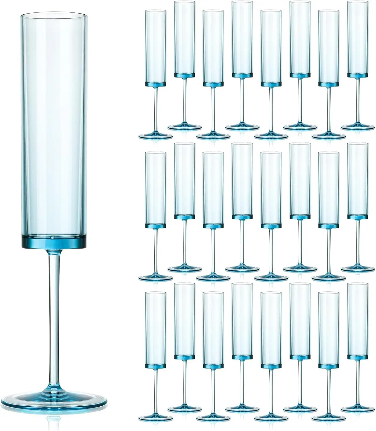 

24 Pack Blue Acrylic Champagne Glasses 5.4 OZ Cocktail Flutes for Wedding Toasting & Party Decor