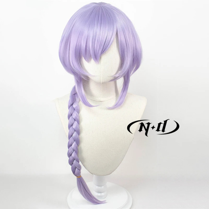 ND Qiqi 코스프레 가발 헤어피스 Genshin Impact 코스프레 헤어 가발 코믹 콘 코스터 의상 테마 파티 내열성 합성