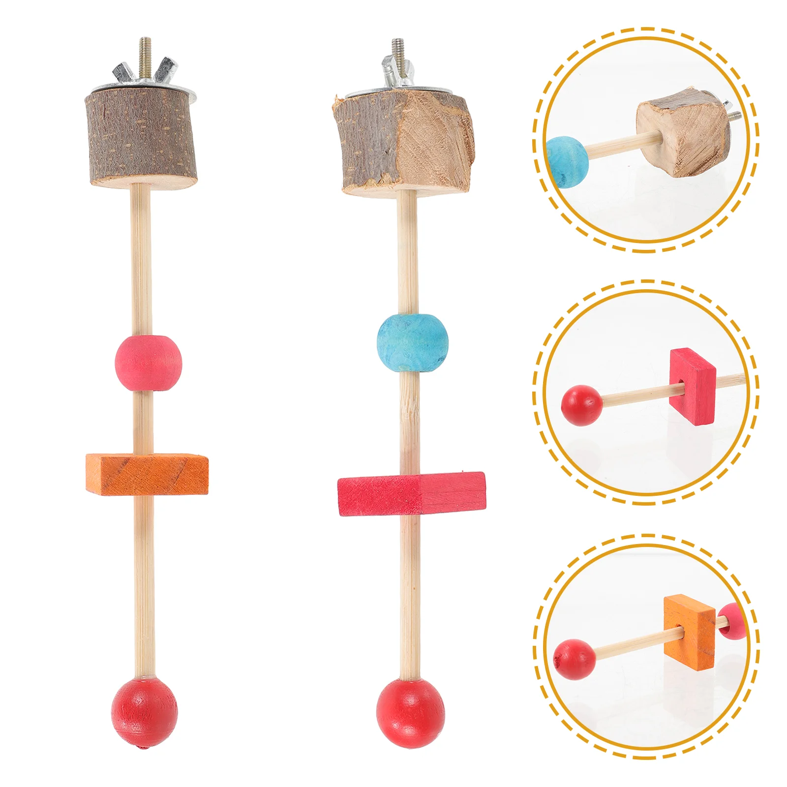 

2 Pcs Parrot Standing Stick Bird Rest Accessory Perches for Parrots Pendant Hanging Toy Cockatiels Wooden
