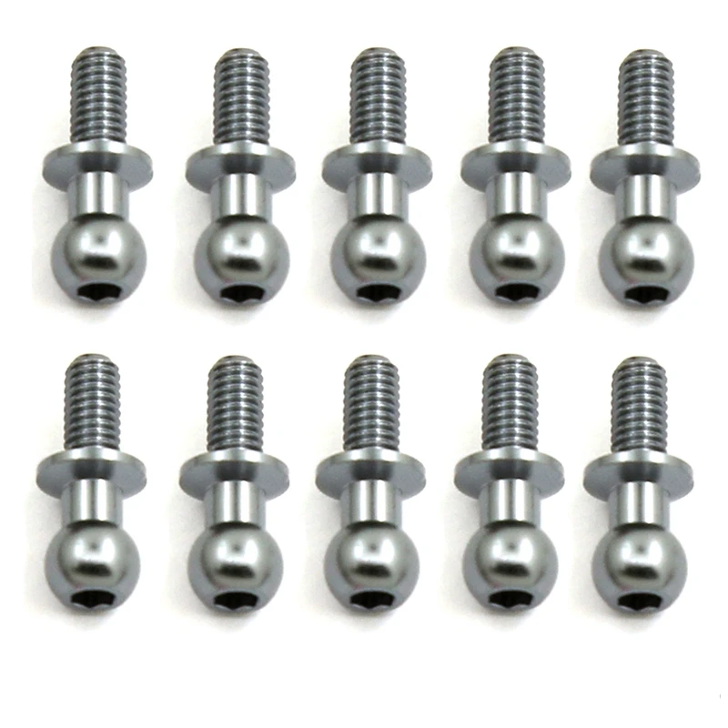 10Pcs M3 Metal Hex Ball Head Screws for Tamiya TT01 TT02 Sakura D5 1/10 RC Drift Car Spare Parts Universal,Silver