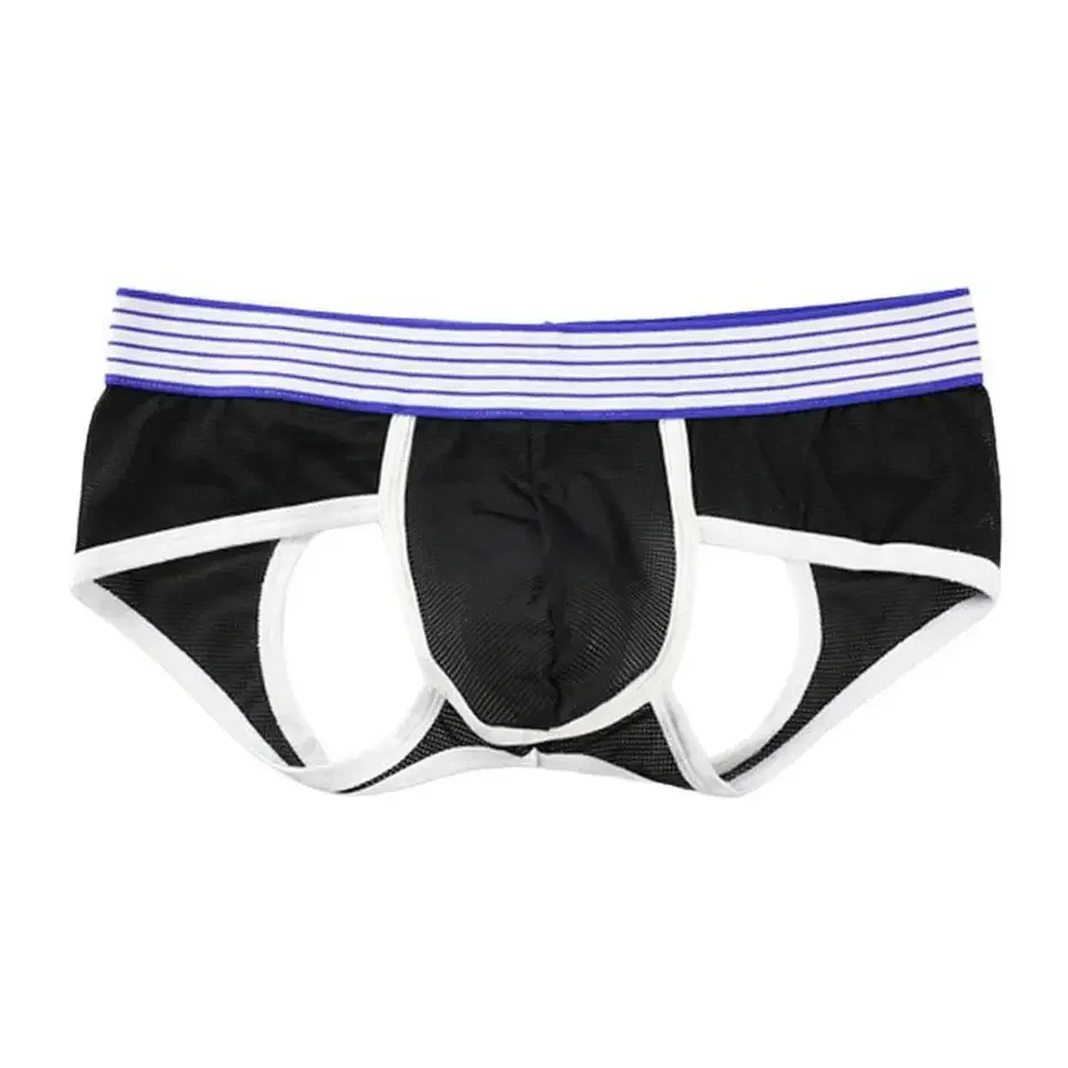 

Comfortable Underpants Breathable Thong Breathable Men's Underwear Black Classic Style Color Matching Mesh Fabric
