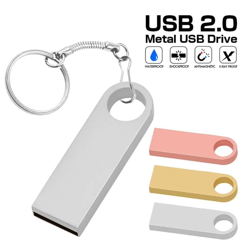 Usb novo fash drive 64gb 32gb 16gb 8gb 4gb pen drive drive drive drive drive drive pen drive impermeável prata u disco memoria cel usb vara presente