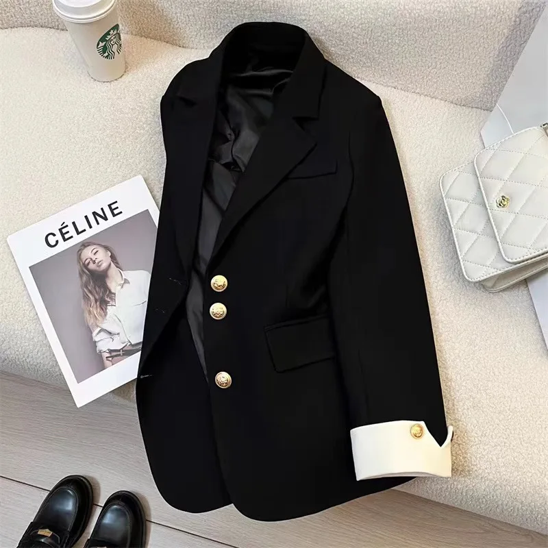 Elegante Schlanke Kerb Blazer Mode Frauen Langarm Revers Einreiher Chic Jacken Casual Büro Dame Neue Koreanische Blazer