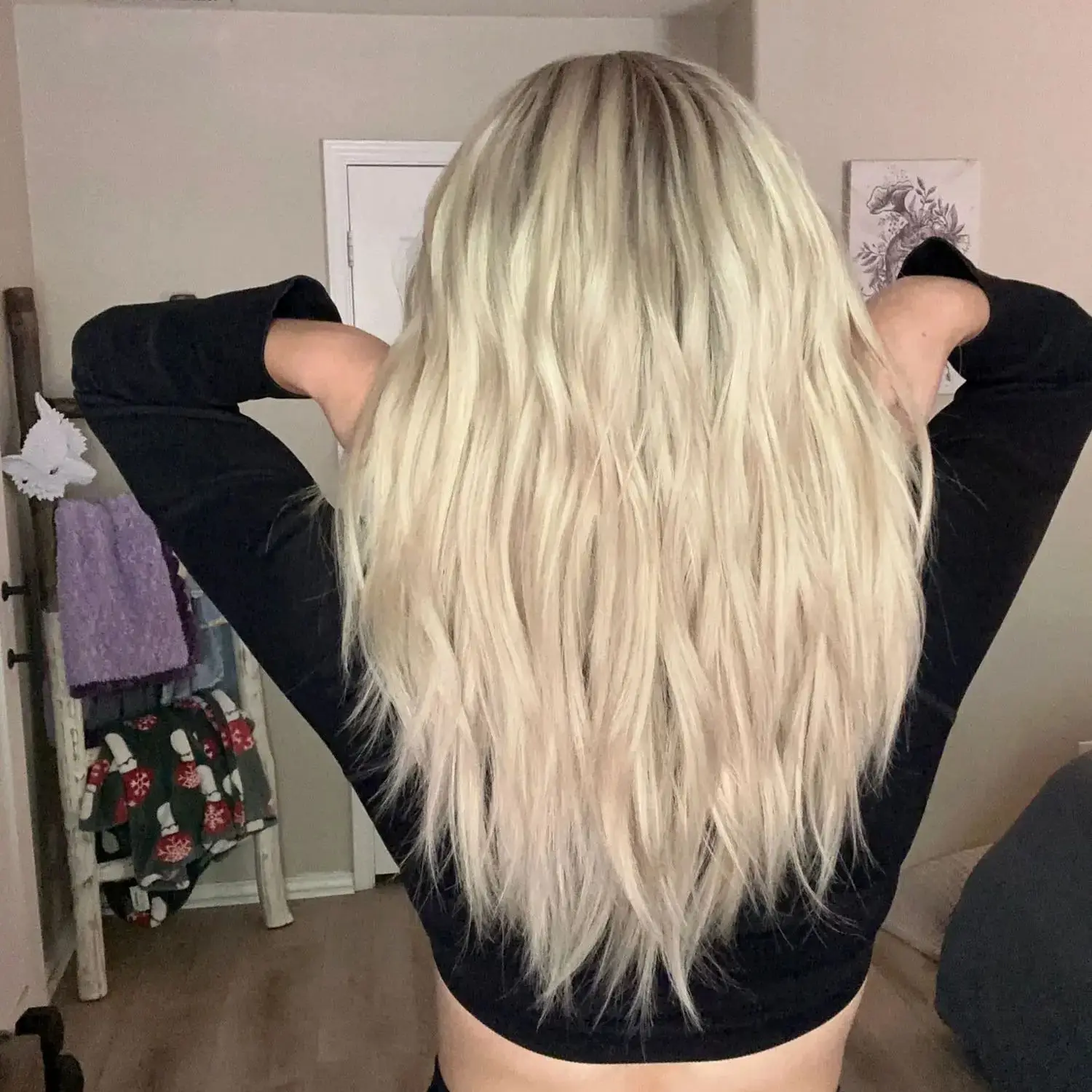 20 Inche Women's Wigs With Dark Roots Ombre Ash Blonde Wave Synthetic Swiss HD Transparent Lace Front Wig 180% High Density Wig