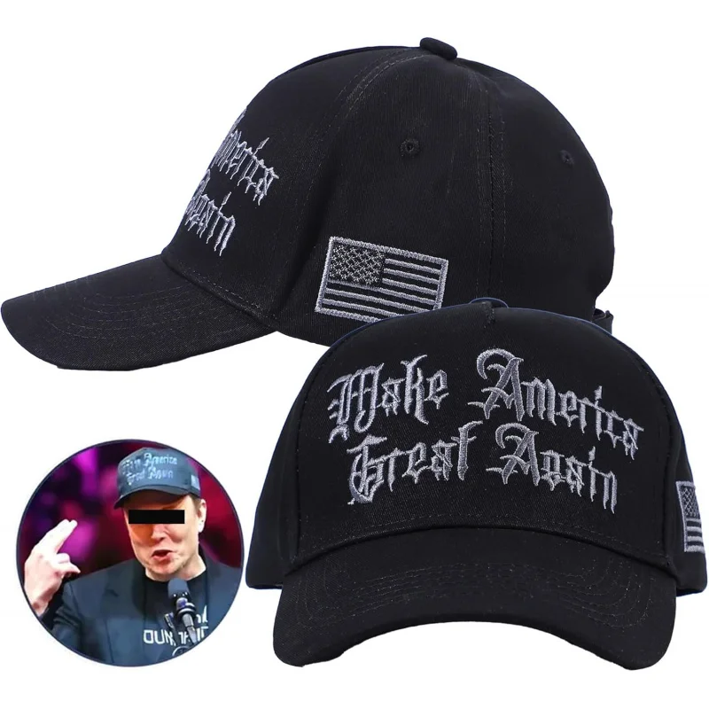 

Donald Trump Gothic Dark MAGA Hat Make America Great Again Slogan with USA Flag