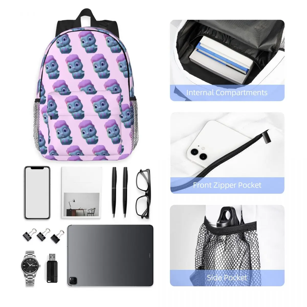 Zaino Bibble Concerned Studente Ragazzi Ragazze BookBag Borsa da scuola per bambini Borse a tracolla per laptop per uomo Donna