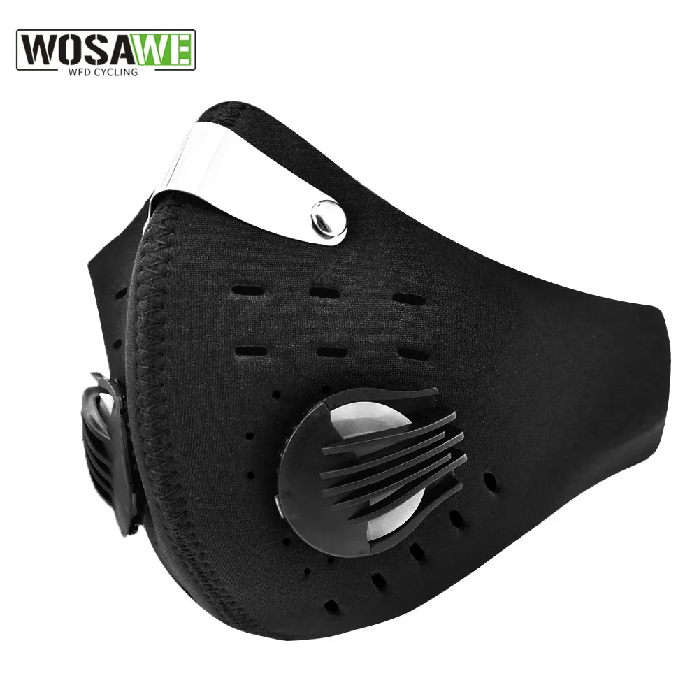 WOSAWE Cycling Face Mask With Filter Dust Mask Sport Washable Reusable Summer Facemask For Men Actived Carbon Filters