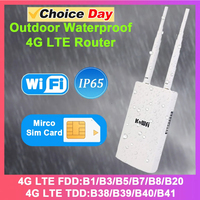 KuWFi Waterproof Outdoor 300Mbps WiFi Router CAT4 4G LTE Routers 3G/4G SIM Card Router Modem for IP Camera/Outside WiFi Coverage