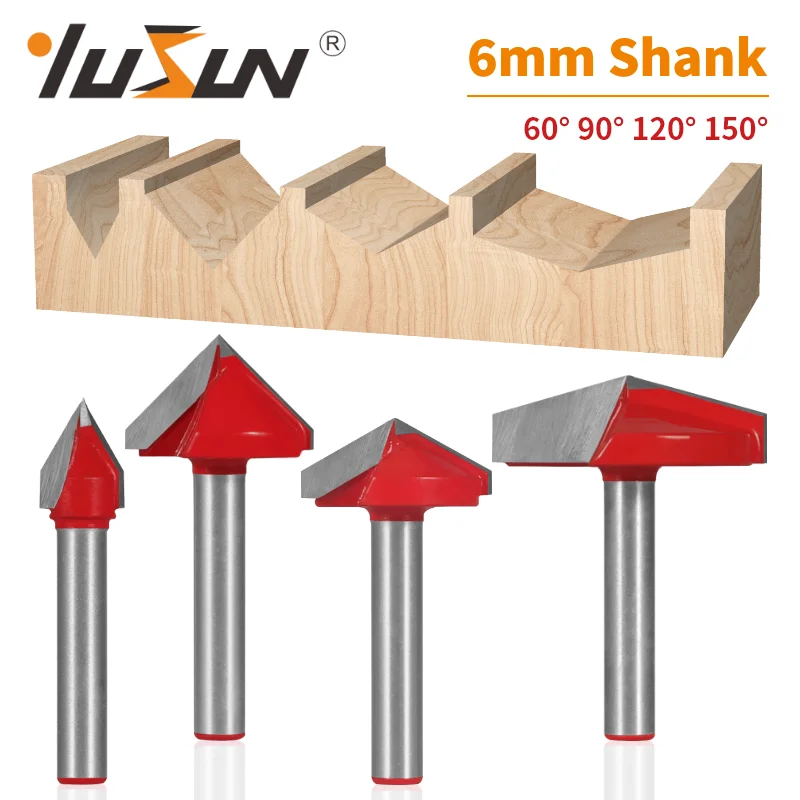 YUSUN 3D V Type Slotting Cutter Bit Router Bit CNC Solid Carbide Cutters Woodworking Milling Cutter For Wood Bit Face Mill