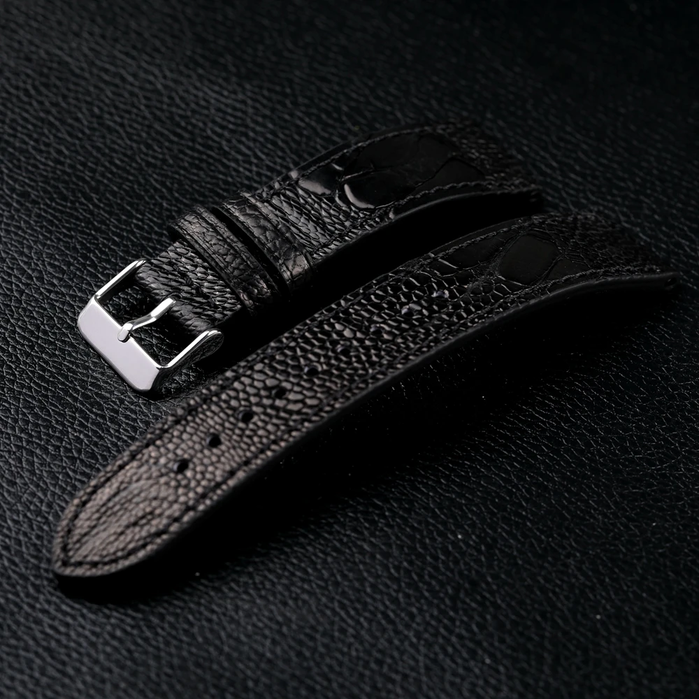 Handmade Premium Ostrich Foot Leather Strap 18 19 20 21 22MM Black Brown Soft Vintage Bracelet Hand-Stitched Natural Texture