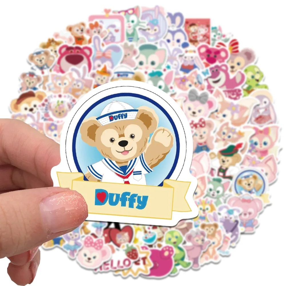 100 pçs disney duffy urso estrela orvalho adesivos decoração diy telefone notebook mala portátil geladeira graffiti dos desenhos animados adesivo