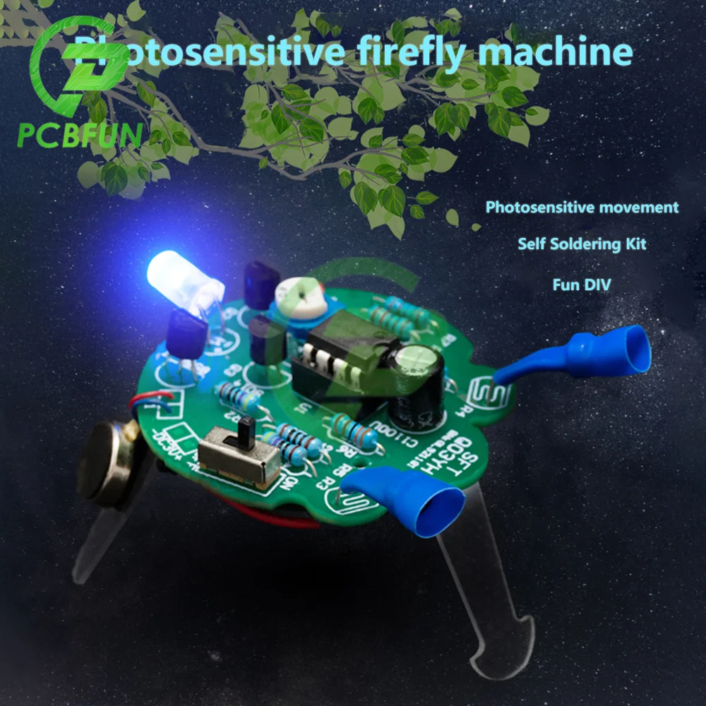 LED Breathing Light Photosensitive Sensor Mobile Robot Part Electronic Soldering DIY Kit Simulated Firefly Flashing Robot Toy