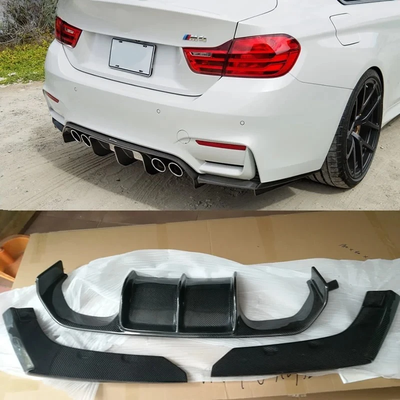 

For Bmw F80 M3 F82 M4 3pcs/set v Styling High Quality Carbon Fiber Rear Bumper Lip Diffuser Spoiler Car Body Kit 2014up