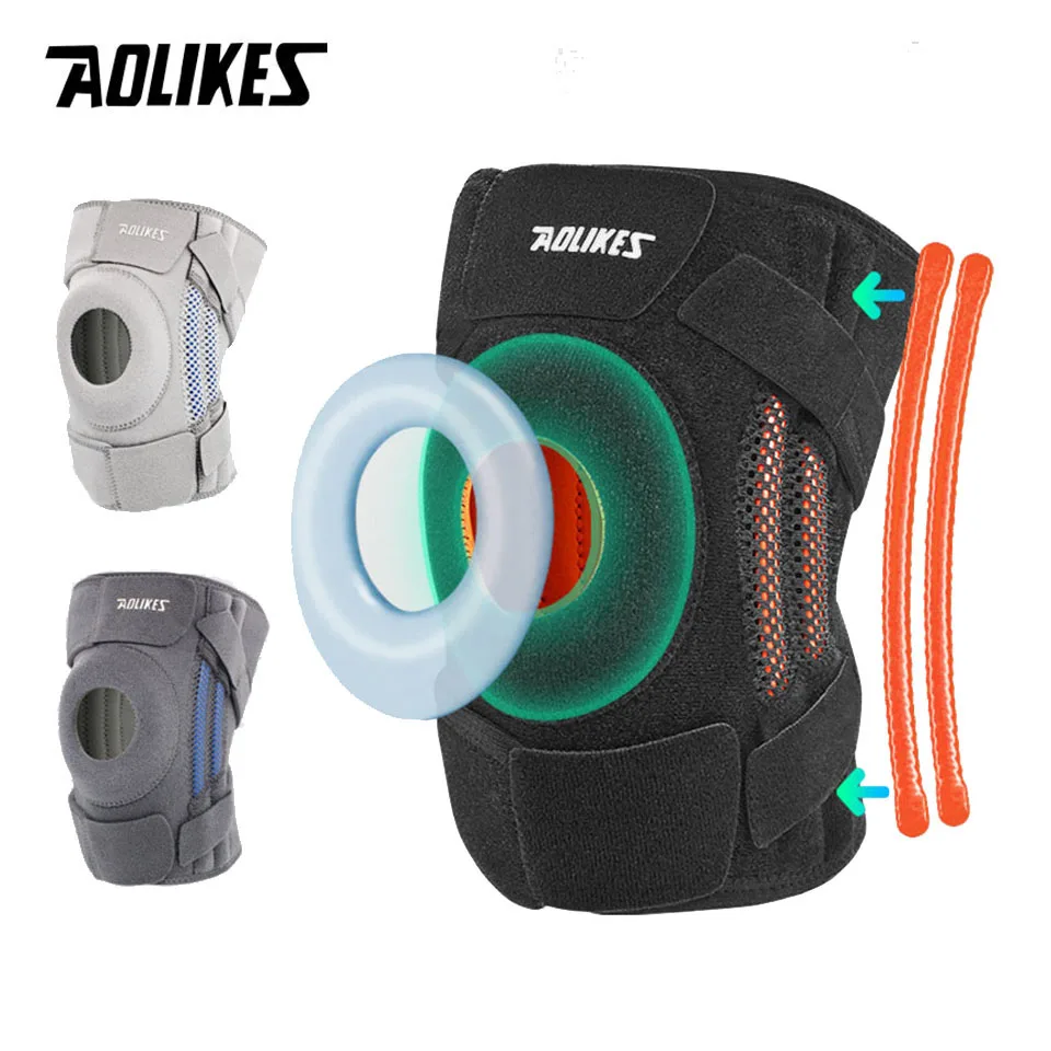 AOLIKES 1PCS NEW Knee Brace with Side Stabilizers & Patella Gel Pads,Knee Support for Cycling,Running,Climbing