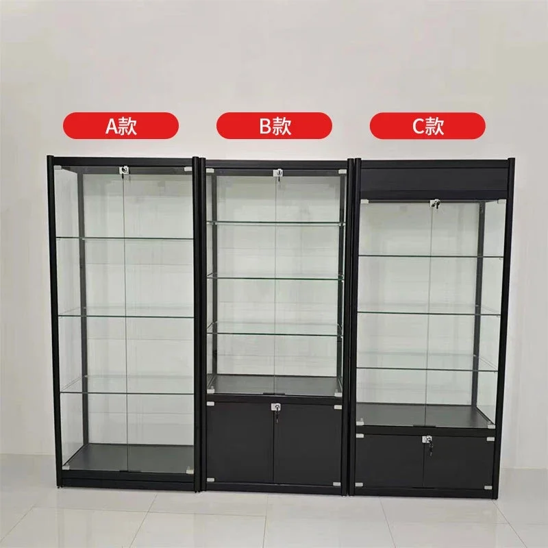 Glass Display Cabinet Transparent Figure Model Display Cabinet Accessories Glass Door Gift Shelf Tobacco and Alcohol Samples