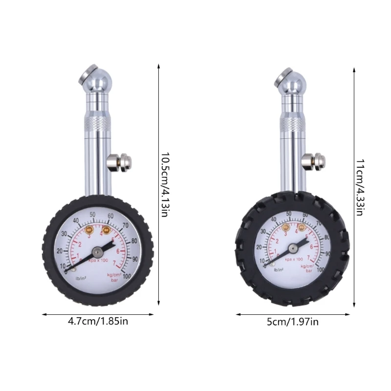 60psi/100psi Car Tyre Pressure Checker Tire Pressure Gauge Large Dial Air Pressure Gauge for Motorbike Car Trucks SUV