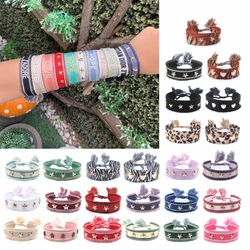 Handmade Bohemian Tassel Bracelet Woven Bangle with Heart/Star Rivets Charm Fashionable Wrist Strap Jewelry for Women Y08E