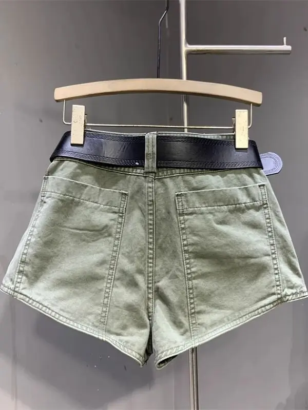 Retro Spice Girl Falso design in due pezzi Pantaloncini di jeans A-word Gonne Pantaloncini Pantaloni caldi da donna