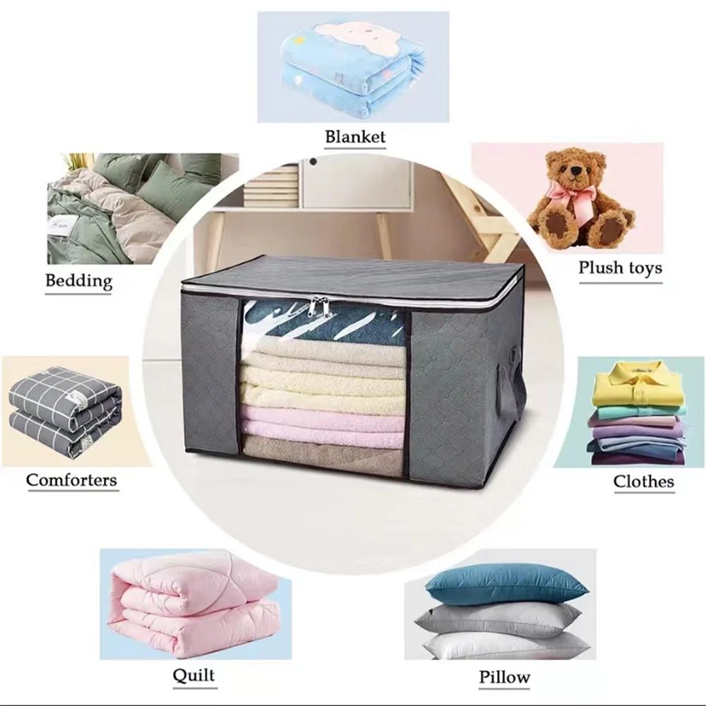 Sac de rangement de grande capacité pour couette et vêtements, sacs de tri de couverture, Cisco anti-poussière, stockage de jouets, non tissé, multifonction, évaluation 2023