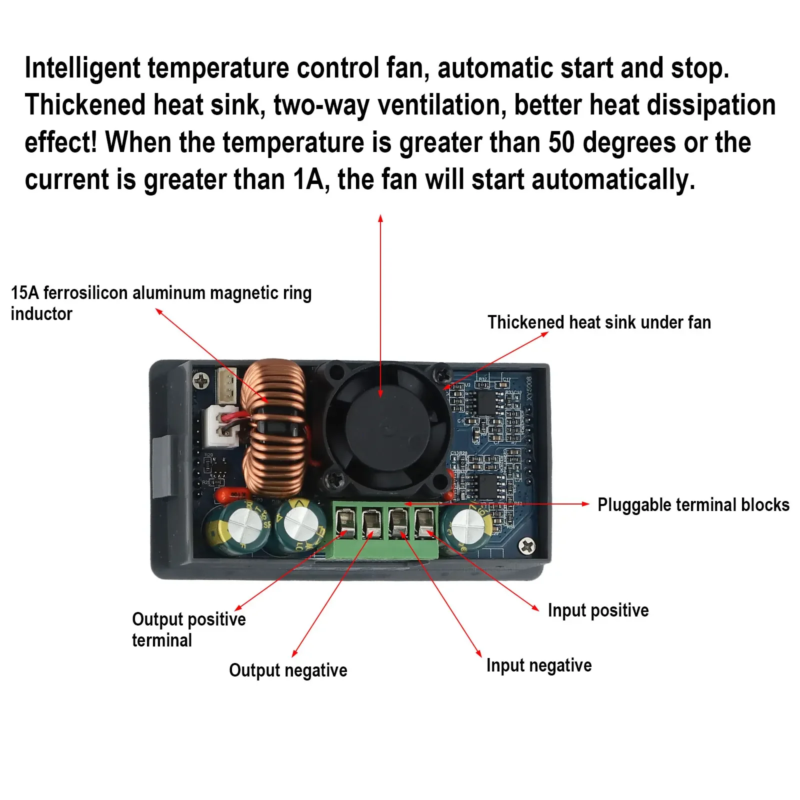 5008E CNC Adjustable DC Regulated Power Supply CC 50V 8A 400W Stepdown Module with LCD Display and Multiple Protection Features