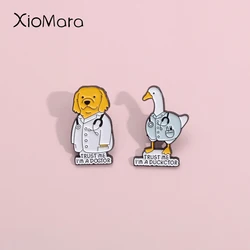 Animal Veterinary Enamel Pins Custom Stethoscope TRUST ME I'M A DOGTOR Brooch Lapel Badges Animal Jewelry Gift for Doctor Friend