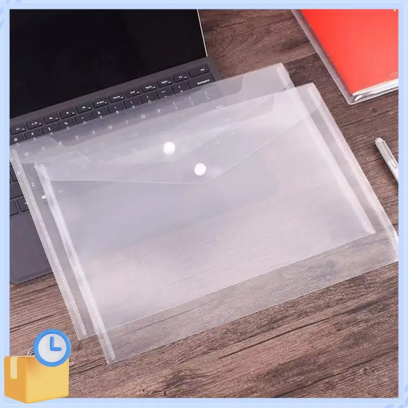 Popular 50PCS Transparent Waterproof Envelope Folder With Buttons A4 Size Thickened Plastic Material For School Office
