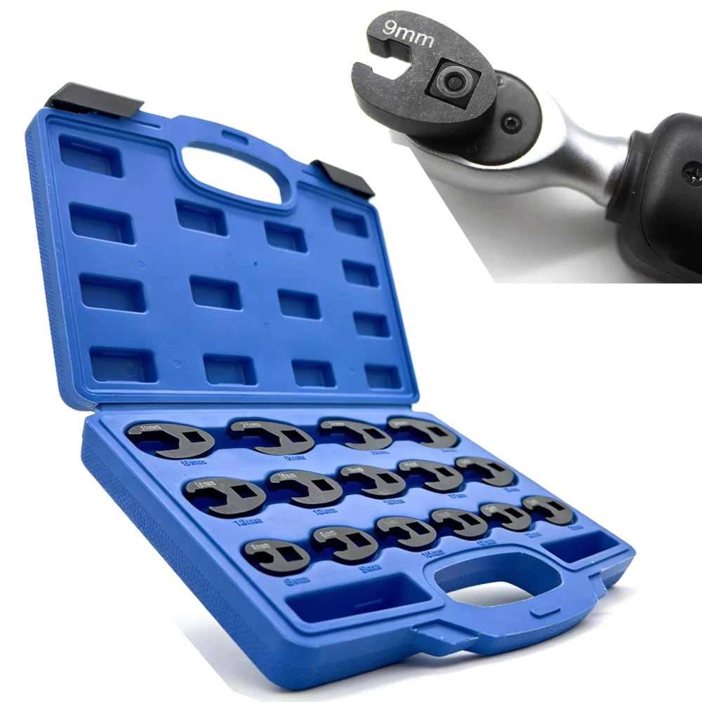 

Набор из 15 гаечных ключей типа «воронка» для развальцовки труб, 8–24 мм, для гайковертов с приводом 3/8 и 1/2 дюйма