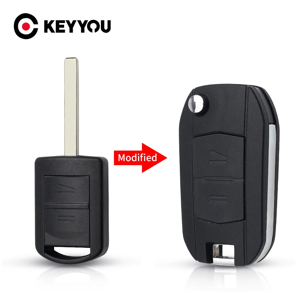 

KEYYOU Modified Folding Flip Remote car Key Shell 2 Buttons For Vauxhall Opel Corsa Agila Meriva Combo Car Key Case