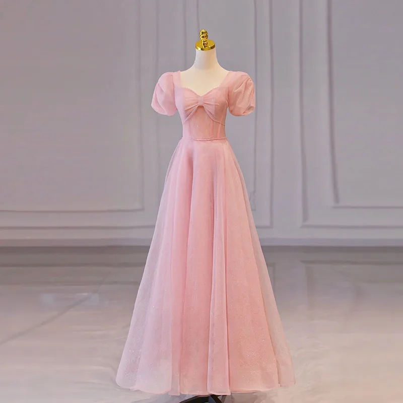 

Pink Engagement Dress Art Exam Evening Dress Dress Women's 2024 New Toast Bridesmaid Lady Temperament Gentle Summer