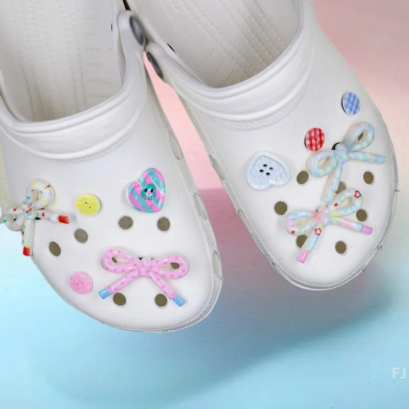 

"DIY Summer Sandal Embellishments; 10 Counts Polka Dot and Bow Shoe Charms"