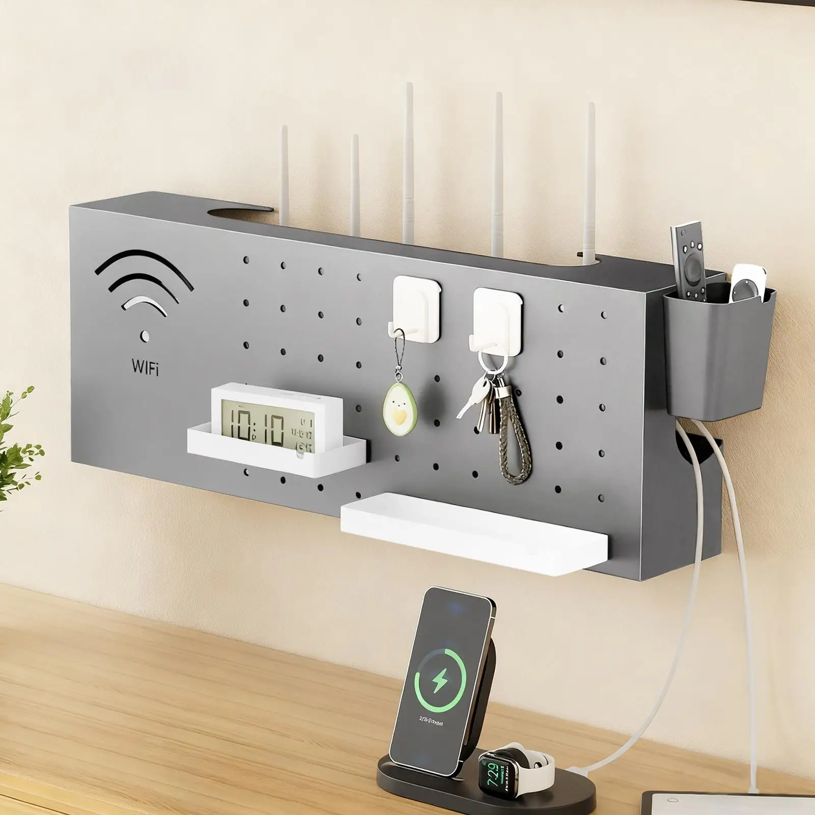 Couvercle de routeur mural multifonctionnel en acier au carbone, fournitures pour la maison, boîte de rangement de routeur Wifi pour sortie de sortie réseau électronique