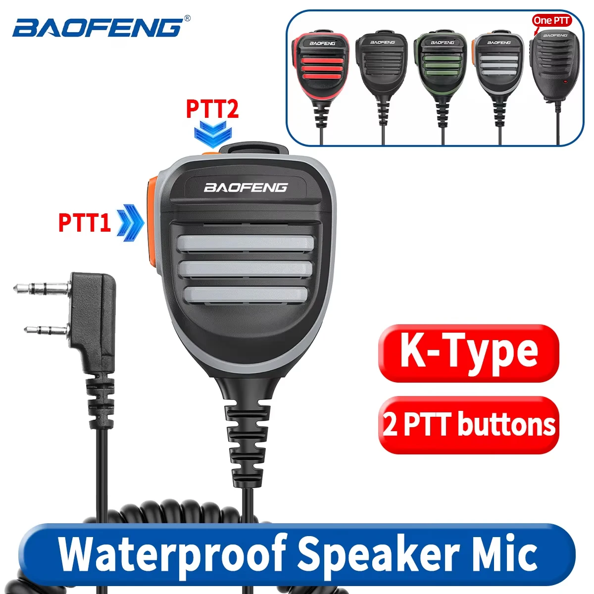 BaoFeng BF-780 2-pinowy wodoodporny mikrofon z głośnikiem PTT do radia UV-5R UV-21 UV17 QuanSheng UV-K5 UV-K6 UV-5RH 21 17 PR