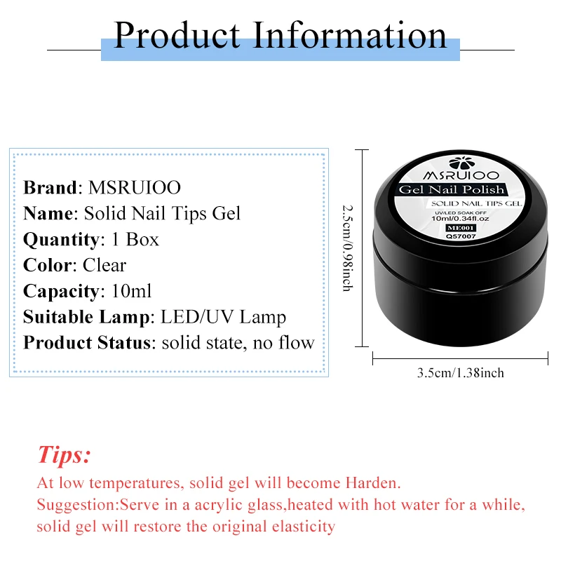 10 متر MSRUIOO الصلبة مسمار نصائح هلام لتوسيع بسرعة مسمار شفاف غير عصا اليد ثلاثية الأبعاد النمذجة نحت عصا حجر الراين الورنيش #6