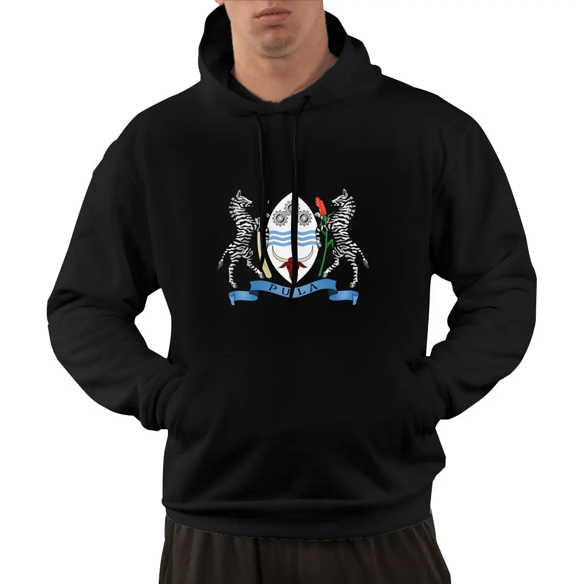 95% Cotton Emblem Of Botswana Country Flag Warm Winter Pullover Hoodie Men Women Unisex Hip Hop Style Sweatshirt