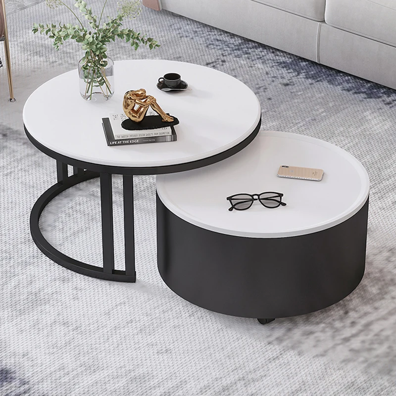 

Round Wheels Coffee Table Minimalist Design Rustic Elegant Side Table For Living Room Table Basse Moderne Furniture Home