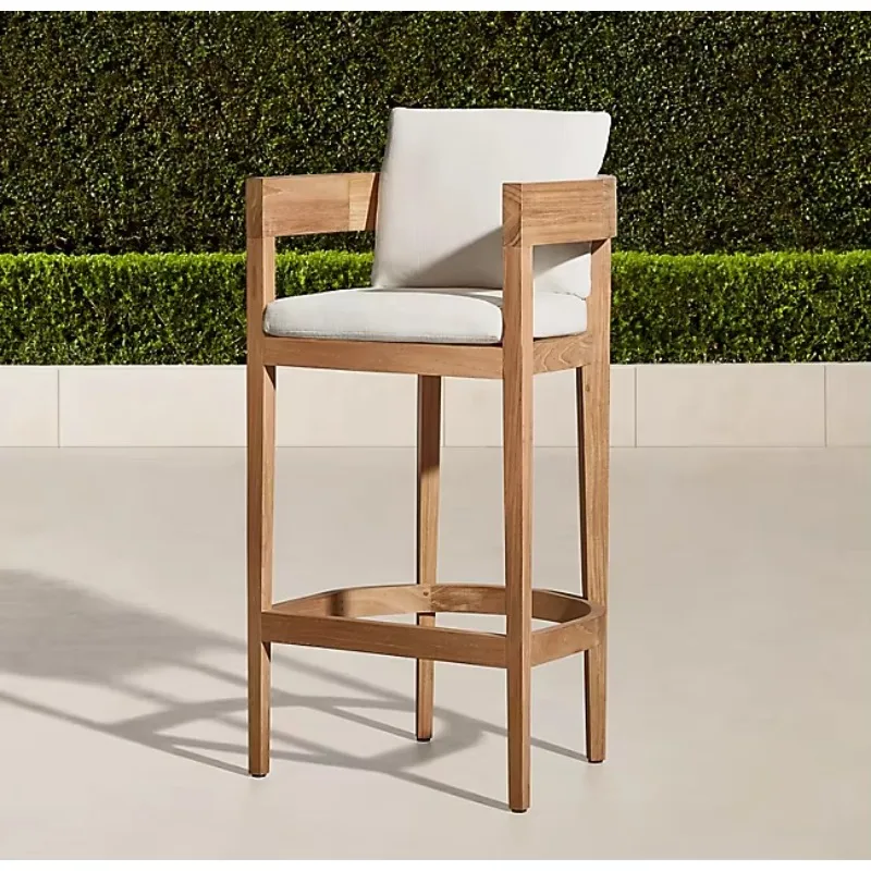 

Outdoor luxury garden furniture, high seat curved backrest solid teak bar tables and chairs