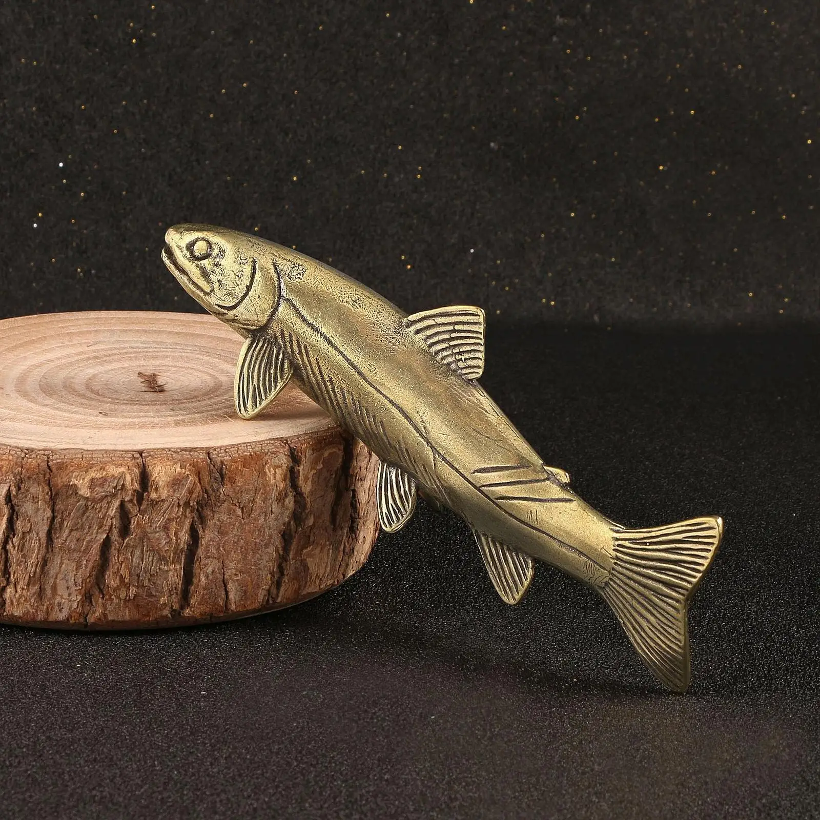النحاس الأسماك تمثال مكتب توبر العتيقة الحرفية سطح المكتب زخرفة حسن الحظ محظوظ تمثال لمكتب غرفة المعيشة الجدول حديقة
