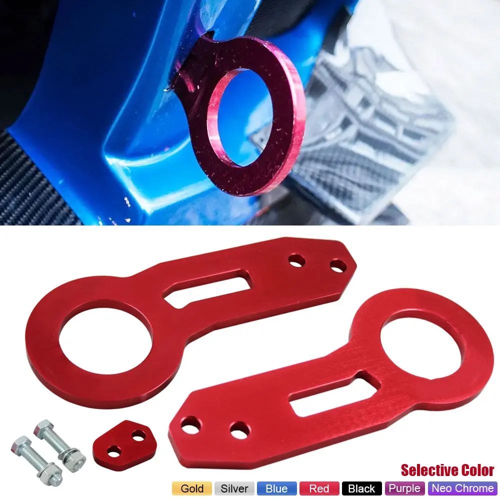 Universal Car Tow Hook, Aluminum Front Rear Racing Tow Ring Trailer Hook, Vehicle Towing Bar Accessory for Honda