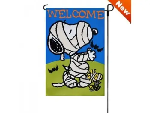 SNOOPY PEANUTS GANG WELCOME Halloween Snoopy MUMMY Garden Flag 12