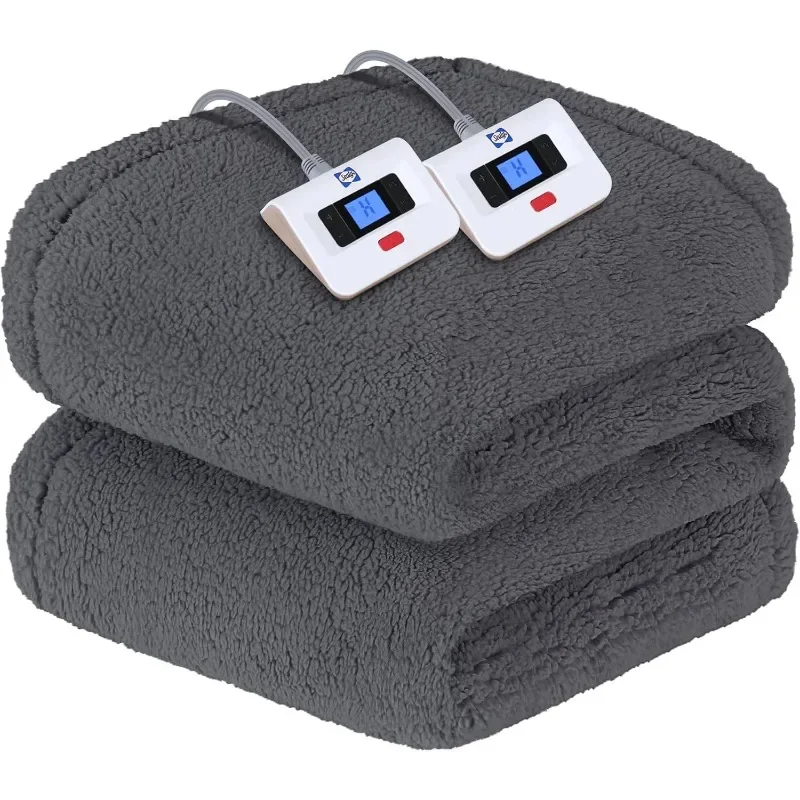 Sealy Electric Blanket King Size, Dual Control Sherpa Heated Blanket Over-Heated Protection 90