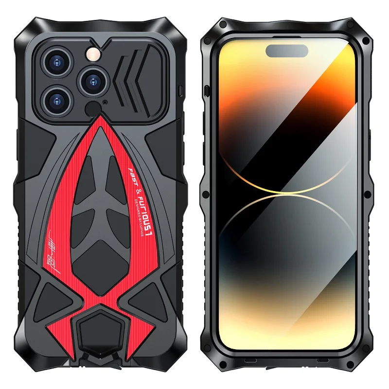 Luphie Metal Full Protect Armor Cover, Poly Case, Antichoc Fundas Bumper, iPhone 15 14 13 12 Pro Max 14 Plus 11 X XS MAX