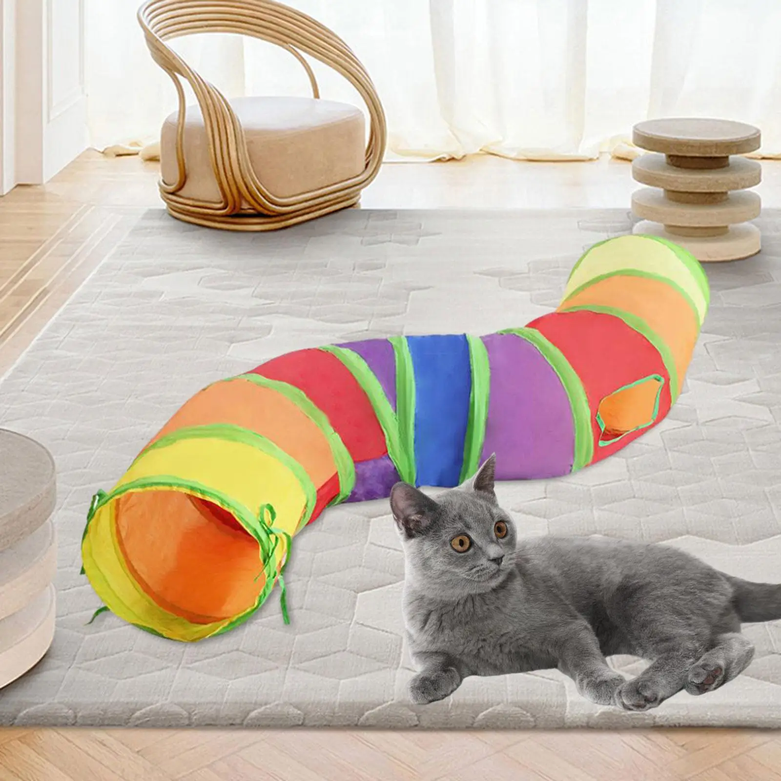 Collapsible Cat Tunnel Exercising S Shaped Cat Tube for Puppy Ferrets Indoor S Shaped Cat Indoor Play Tent Hideaway Play Toy