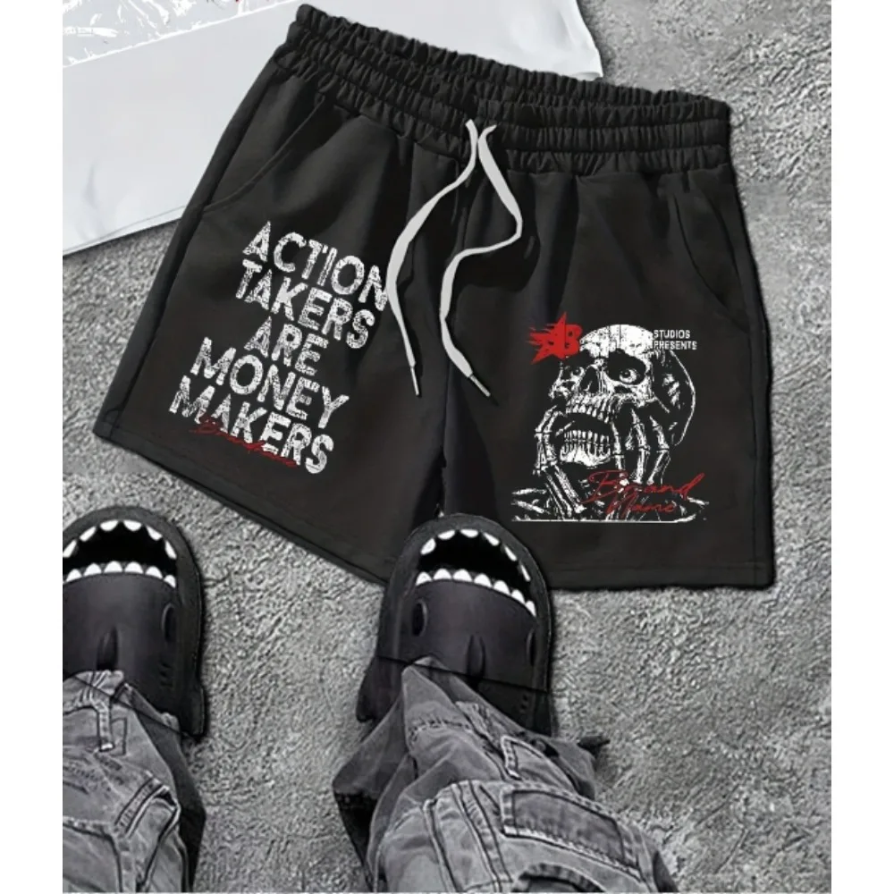 

Skull head support face. Action is the money-making man. Men's sports casual shorts four seasons sports shorts