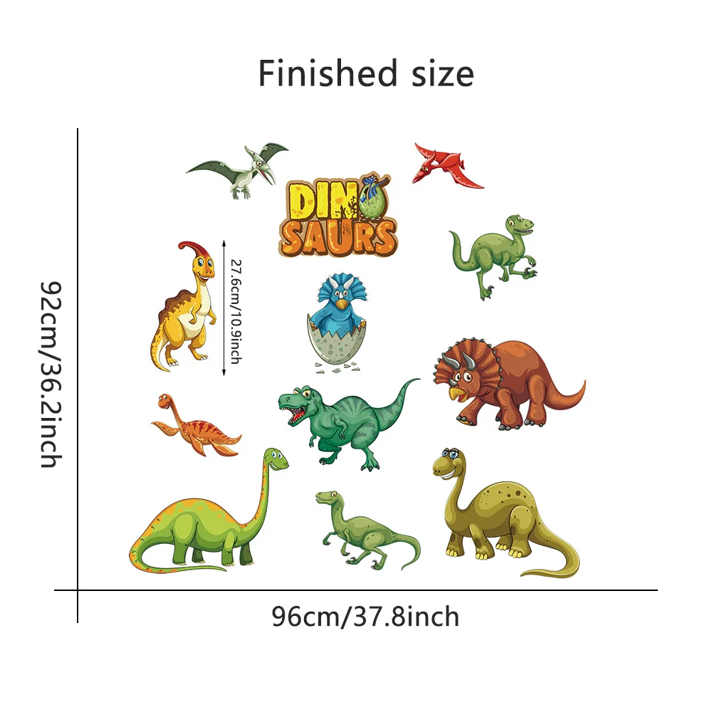 Large Cartoon Wild Dinos Dinosaur Wall Stickers for Nursery Bedroom Decor Study Room Decals Removable PVC Self-adhesive Murals