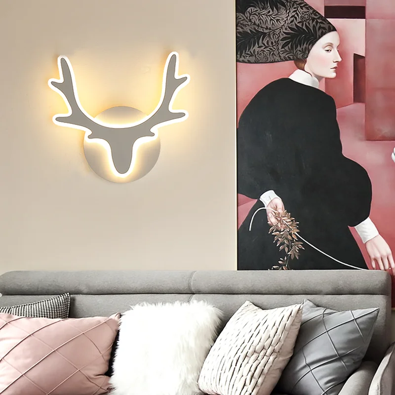 

LED wall lamp indoor light deer head wall lamp simple artist home decoration modern living room corridor bedside lamp