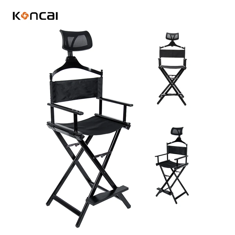 FA&MA factory Customized luxury aluminum alloy folding makeup artist professional artist director makeup chair with side tray