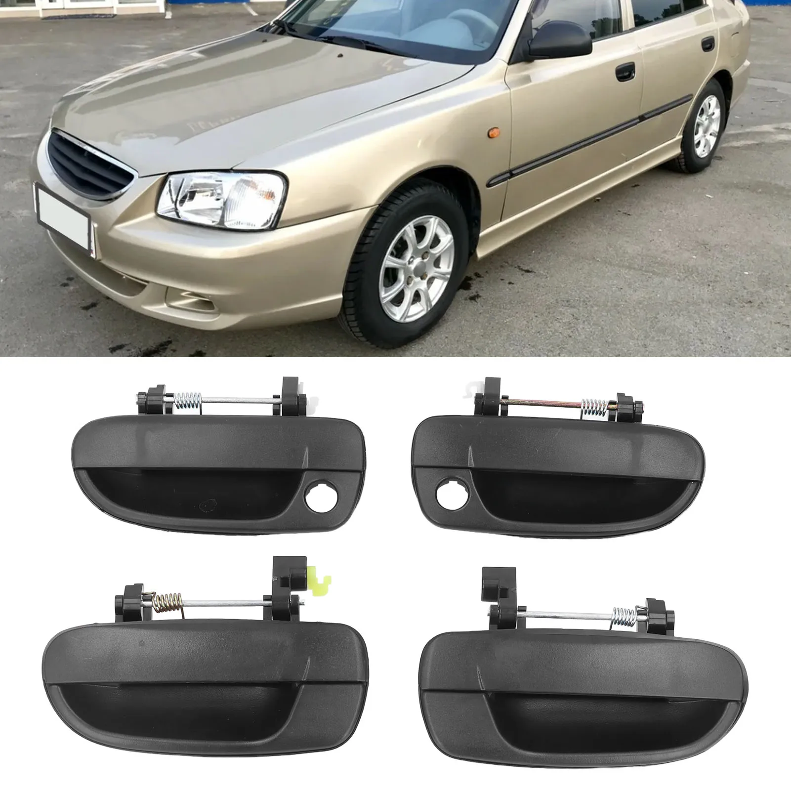 

4 шт. внешняя дверная ручка 82650‐25000 Замена автомобильных аксессуаров для Hyundai Accent 2000‐2006 гг.